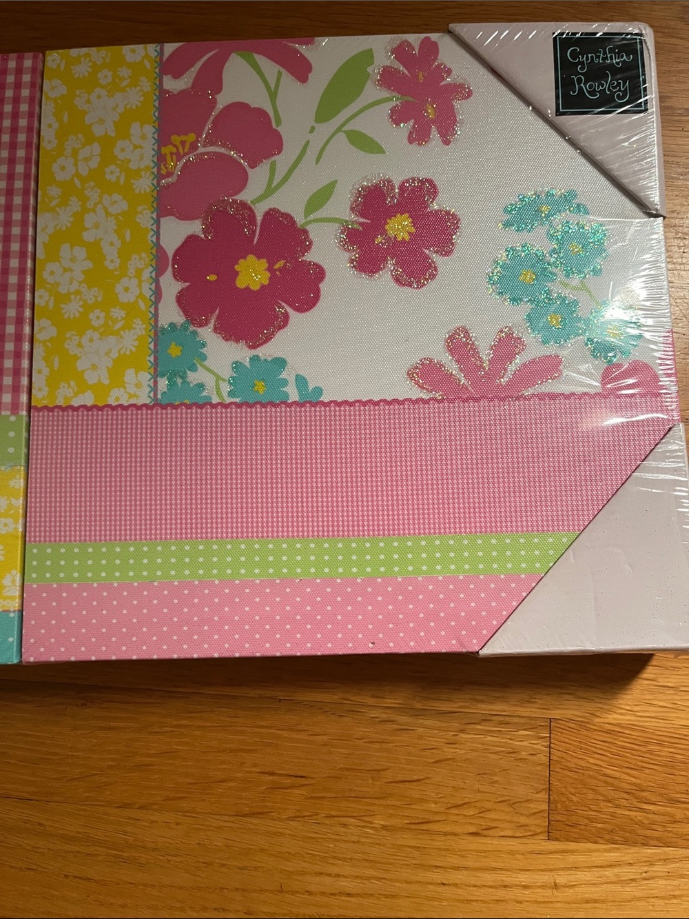 Cynthia Rowley Pink Floral Wall Art with Aqua and Yellow Accents 2 pieces, 12x12